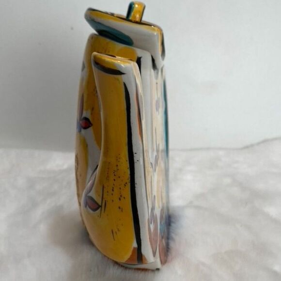 Kathryn Youngs By Ganz Bella Casa Yellow Blue Red Decorative Tea Pot Lid Damage - Picture 2 of 5